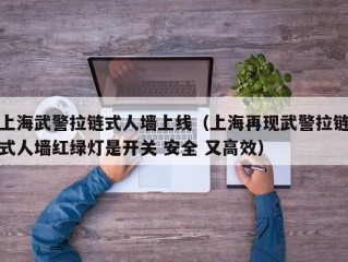 上海武警拉链式人墙上线（上海再现武警拉链式人墙红绿灯是开关 安全 又高效）