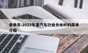 余承东:2025年是汽车行业分水岭的简单介绍