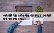 中央转移支付首破十万亿钱去哪儿了（中央转移支付资金项目概况）