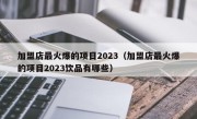 加盟店最火爆的项目2023（加盟店最火爆的项目2023饮品有哪些）