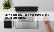 羊了个羊被通报（羊了个羊被通报23051期大乐透开奖号码）