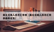 美元兑换人民币汇率表（美元兑换人民币汇率表最新走势）