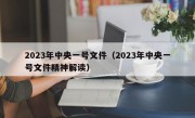 2023年中央一号文件（2023年中央一号文件精神解读）