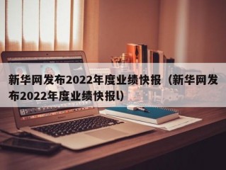 新华网发布2022年度业绩快报（新华网发布2022年度业绩快报l）