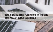 醉驾处罚2023最新标准判刑多少（营运醉驾处罚2023最新标准判刑多少）