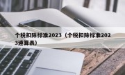 个税扣除标准2023（个税扣除标准2023速算表）