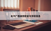 关于广西城市职业大学的信息