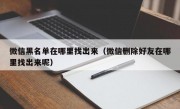 微信黑名单在哪里找出来（微信删除好友在哪里找出来呢）