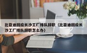 比亚迪回应长沙工厂排队辞职（比亚迪回应长沙工厂排队辞职怎么办）